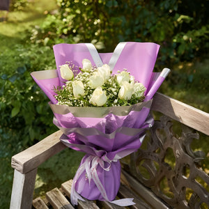 12 white Rose's korean purplepaper packing
