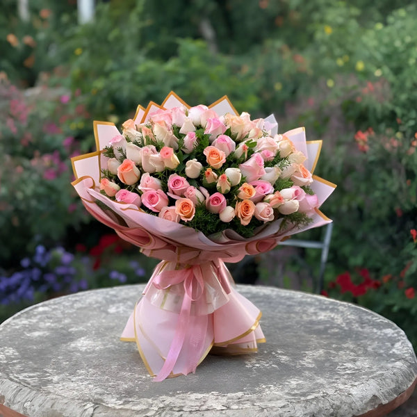 English Color Roses – Pink, Peach, White Roses