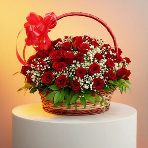 75 Red Roses Box Basket Bouquet
