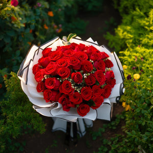 Premium 50 Red Roses with Black Packaging