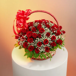 75 Red Roses Box Basket Bouquet