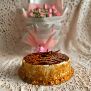 Combos Butter scotch cake with 12pink roses