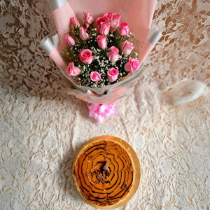 Combos Butter scotch cake with 12pink roses