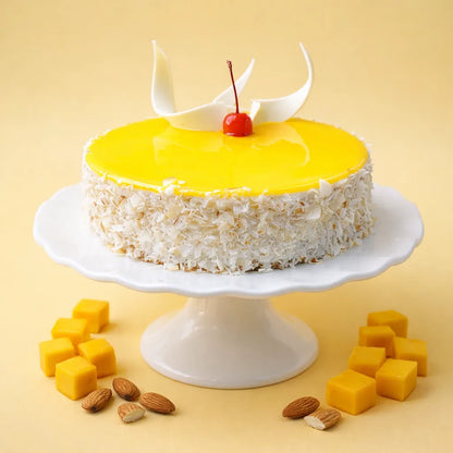 Mango Almond Mirror Glaze Cake