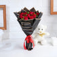 12 red rose with Black golden premium paper packing and teddy