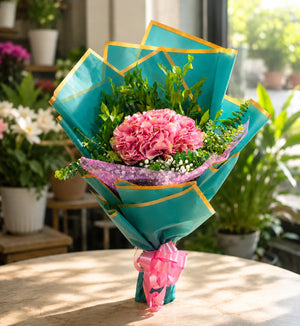 Pink Hydrangea with Green Packing