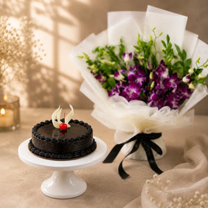 6pcs purple orchid Half kg truffle cake