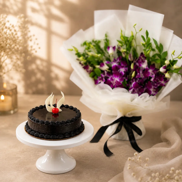 6pcs purple orchid Half kg truffle cake