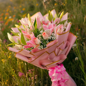 Lilies and Pink Roses Premium Bouquet