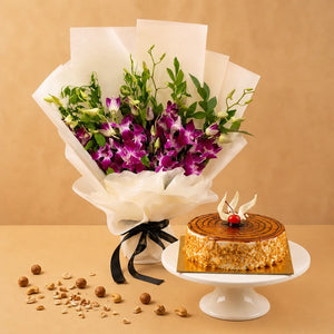 6 pcs purple orchid Butterscotch cake