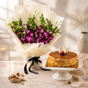 6 pcs purple orchid Butterscotch cake